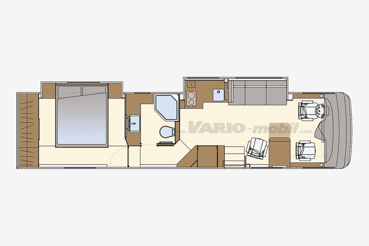 Reisemobil-Grundriss VARIO-Perfect 1100 | Double Slide Out | mit XL PKW-Garage, Kingsize-Bett